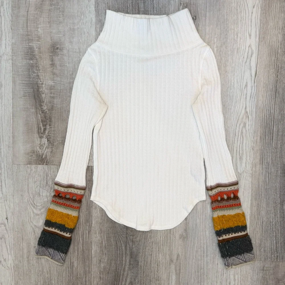 Free People Mixed Up Cuff Long Sleeve Sweater Women’s Size XS Bohemian